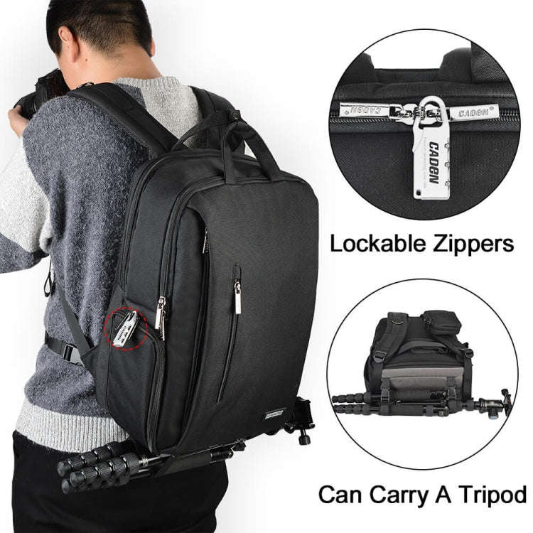 CADeN L5 III Multi-function Digital Camera Dual Shoulders Bag Backpack (Black)
