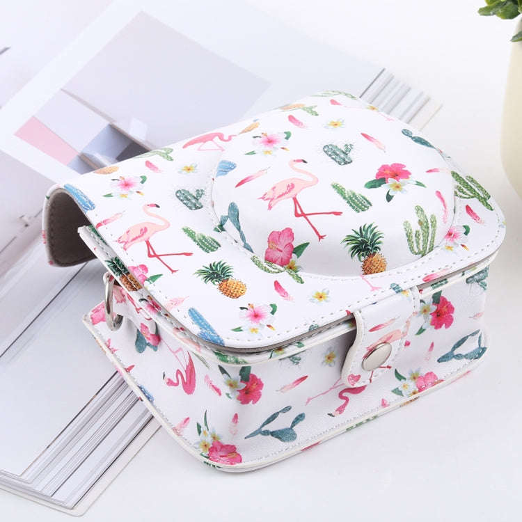 Cactus Flamingo Pattern Full Body Camera PU Leather Case Bag with Strap for FUJIFILM instax mini ...