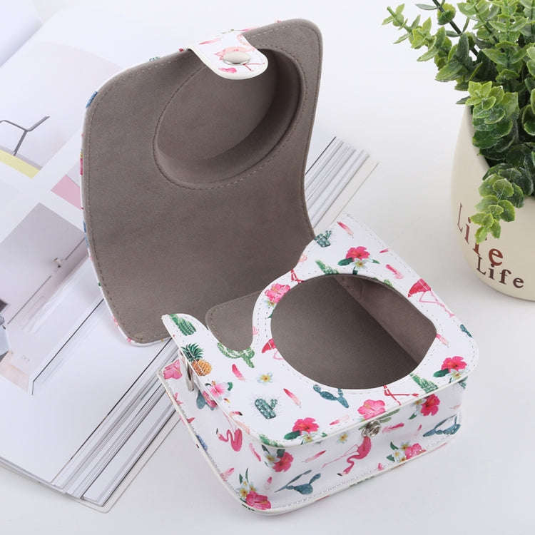 Cactus Flamingo Pattern Full Body Camera PU Leather Case Bag with Strap for FUJIFILM instax mini ...