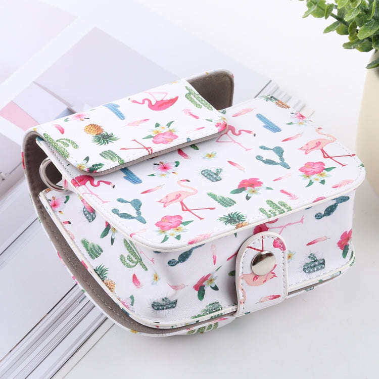 Cactus Flamingo Pattern Full Body Camera PU Leather Case Bag with Strap for FUJIFILM instax mini ...
