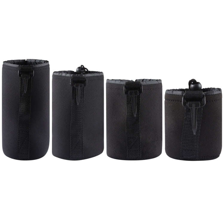 4 PCS Neoprene SLR Camera Lens Carrying Bag Pouch Bag with Carabiner, Size: 10x22cm, 10x14cm, 10x...