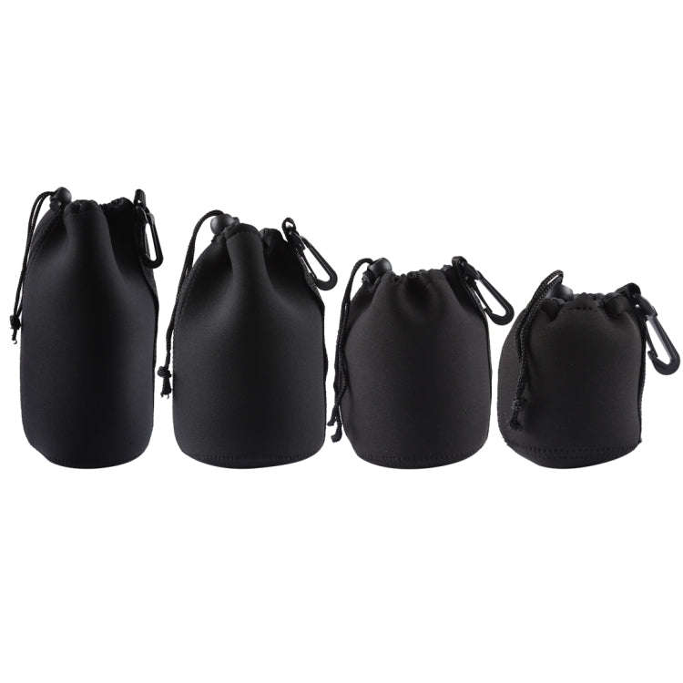 4 PCS Neoprene SLR Camera Lens Carrying Bag Pouch Bag with Carabiner, Size: 10x22cm, 10x14cm, 10x...