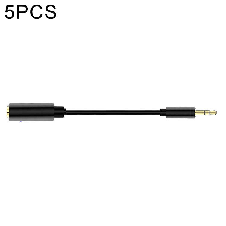 5 PCS 13cm Metal 3.5mm Audio 4 Pole Female to 3 Pole Male Microphone Adapter Cable(Black)