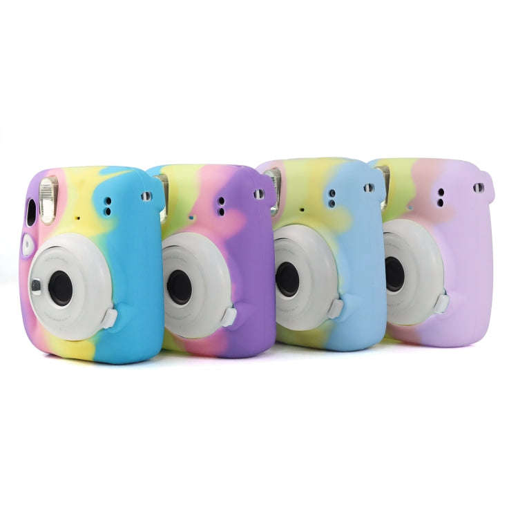 Rainbow Soft Silicone Protective Case for Fujifilm Instax mini 11 (Dark Blue)