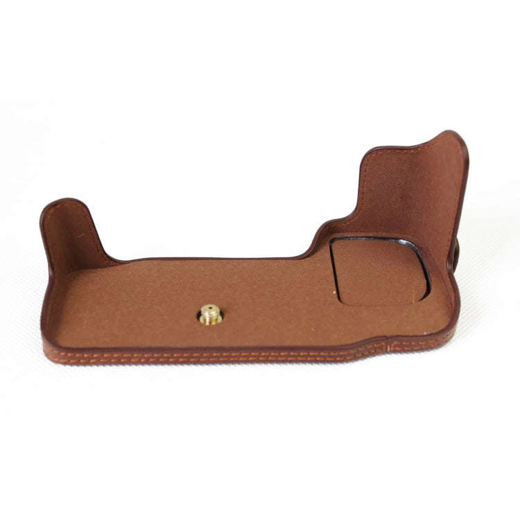 1/4 inch Thread PU Leather Camera Half Case Base for Nikon D5500 / D5600(Brown)