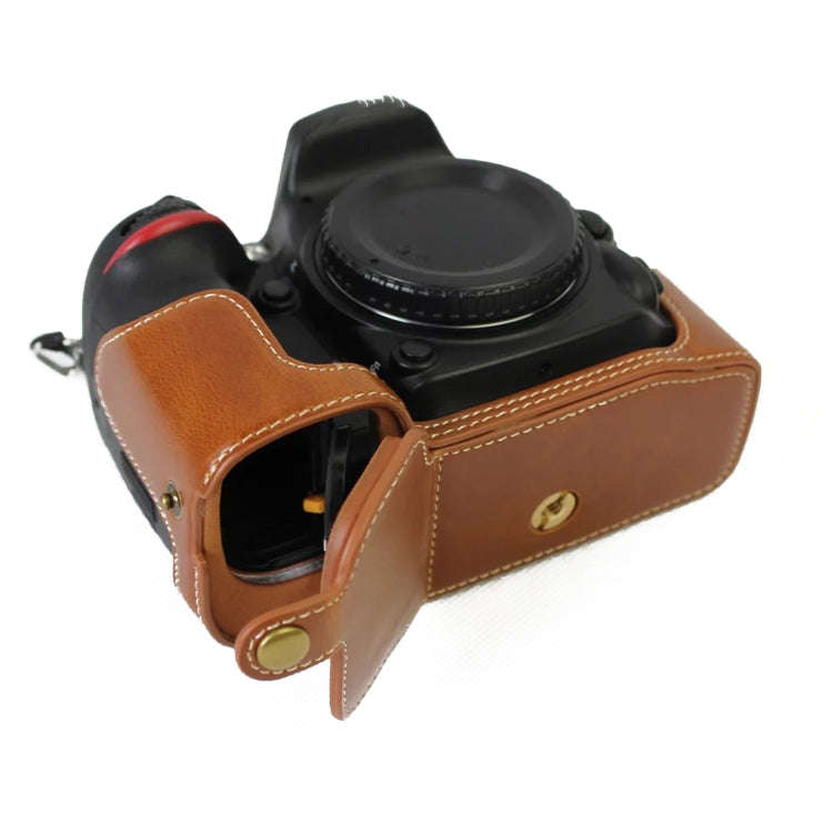 1/4 inch Thread PU Leather Camera Half Case Base for Nikon D5500 / D5600(Brown)
