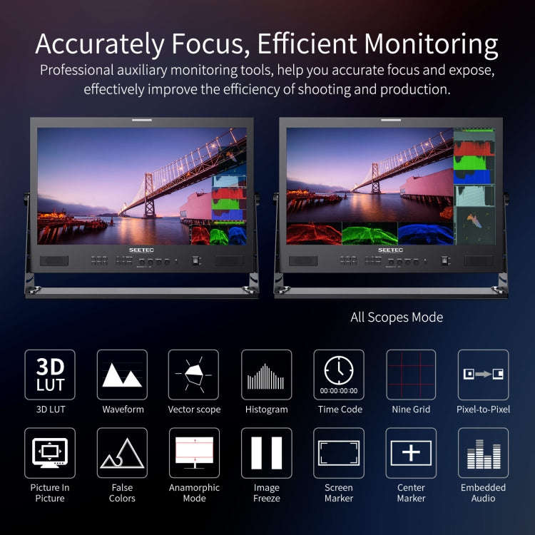 SEETEC ATEM215S 21.5 inch  3G-SDI HDMI Full HD 1920x1080 Multi-camera Broadcast Monitor(US Plug)