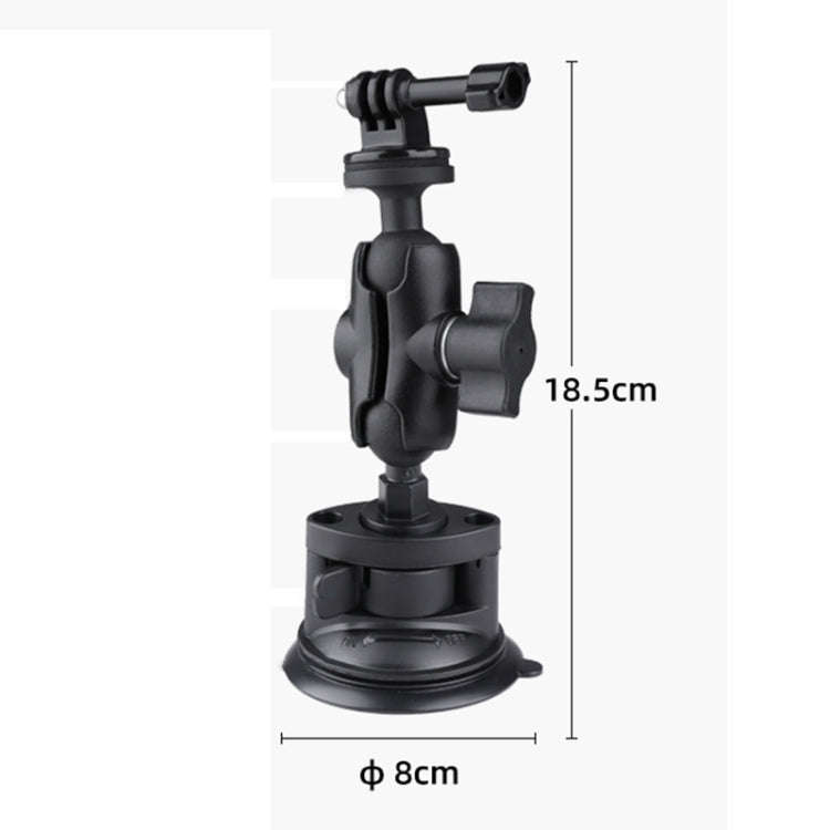 Single Suction Cup Mount Holder with Tripod Adapter & Steel Tether & Safety Buckle (Black)