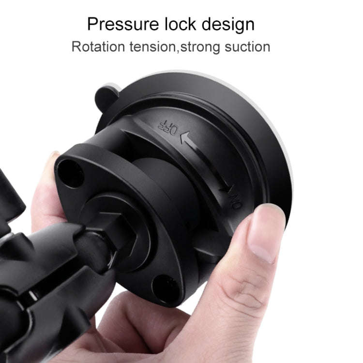 Single Suction Cup Mount Phone Holder with Tripod Adapter & Steel Tether & Safety Buckle (Black)