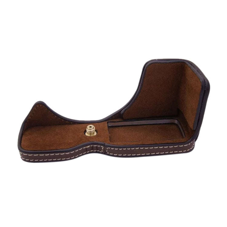 1/4 inch Thread PU Leather Camera Half Case Base for Canon EOS M100 (Brown)