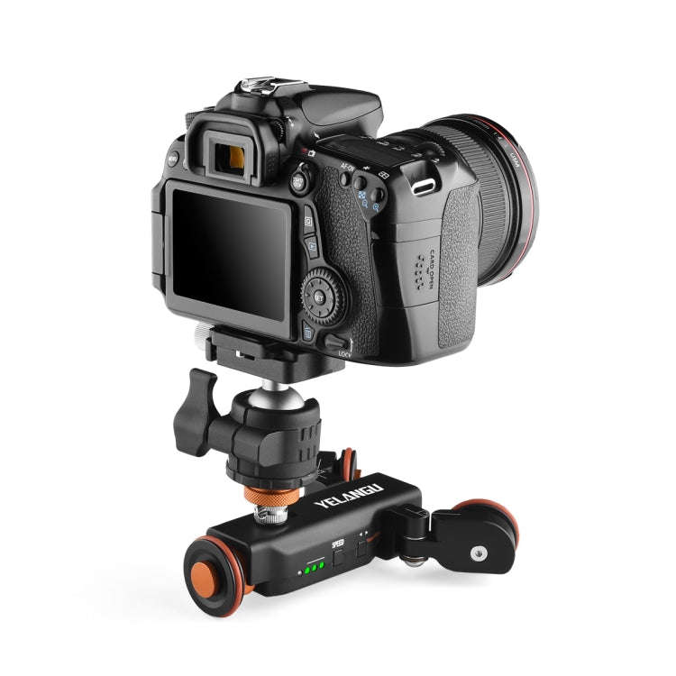 YELANGU L4X Camera Wheel Dolly Electric Track Slider 3-Wheel Dolly Car with Remote & Ballhead, Lo...