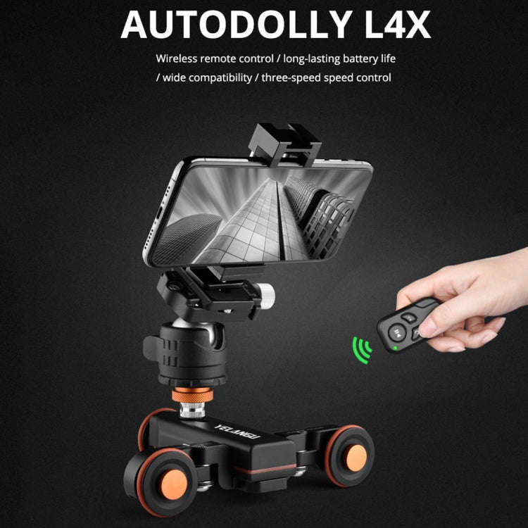 YELANGU L4X Camera Wheel Dolly Electric Track Slider 3-Wheel Dolly Car with Remote & Ballhead, Lo...