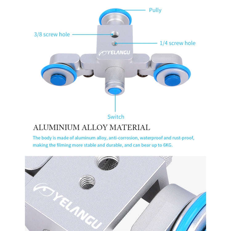YELANGU L3 Camera Wheels Autodolly Electric Track Slider Car, Load: 6kg (Blue)
