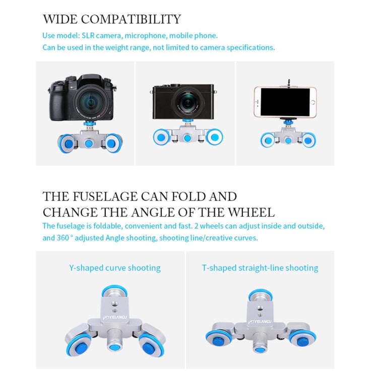 YELANGU L3 Camera Wheels Autodolly Electric Track Slider Car, Load: 6kg (Blue)