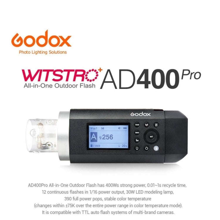 Godox  AD400 Pro WITSTRO 400Ws All-in-One Outdoor Flash 2.4GHz Speedlite Light(AU Plug)