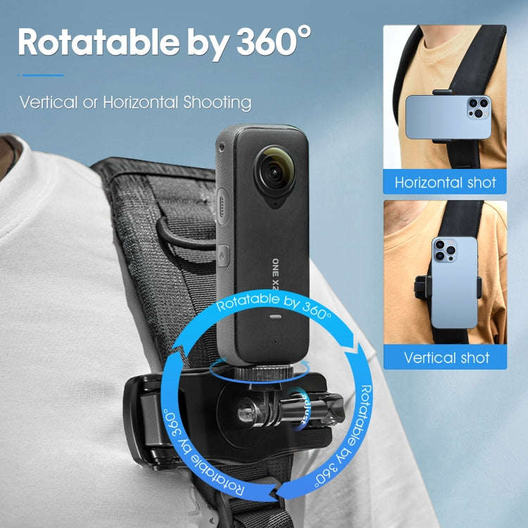 STARTRC 360 Degree Rotation Backpack Fixed Clip Belt Bracket(Black)