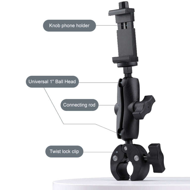 Extended Version 360 Rotation Adjustable Action Camera Bike Motorcycle Handlebar Holder (Black)