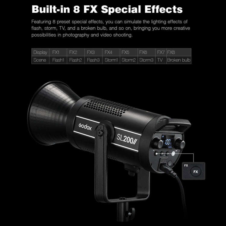 Godox SL200II 200W 5600K Daylight-balanced LED Light Studio Continuous Photo Video Light(US Plug)