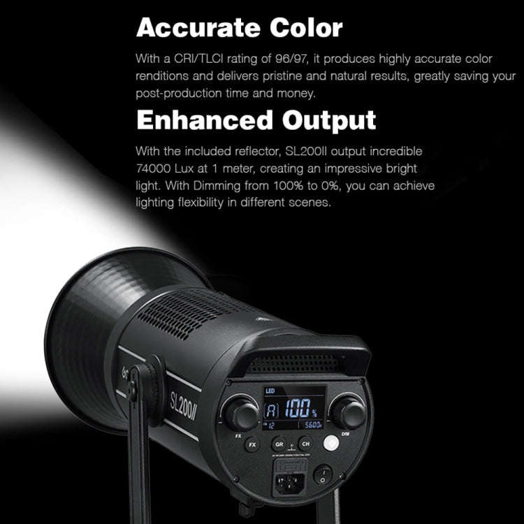Godox SL200II 200W 5600K Daylight-balanced LED Light Studio Continuous Photo Video Light(US Plug)