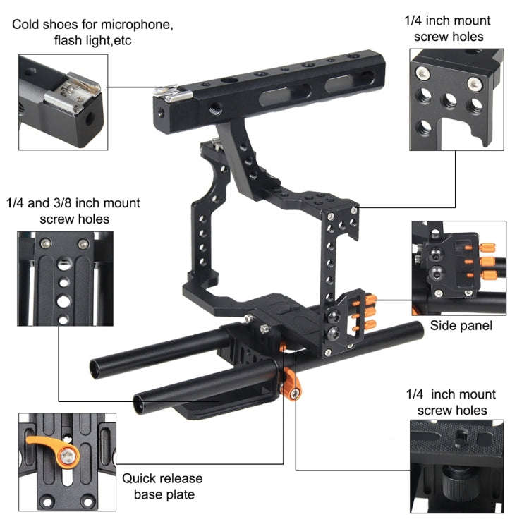 YELANGU YLG0904A-C Handle Video Camera Cage Stabilizer for Panasonic Lumix DMC-GH4 / Sony A7 & A7...