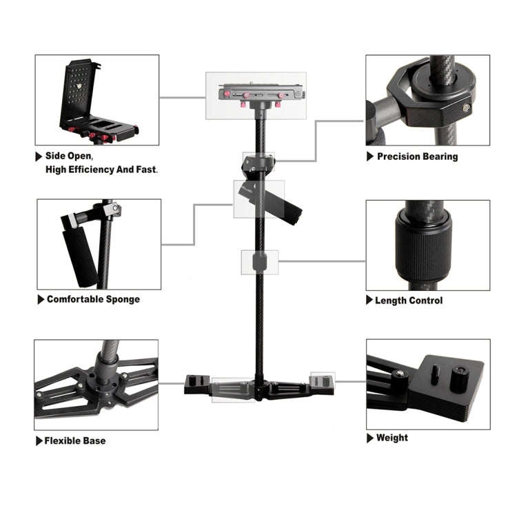 YELANGU YLG0107K 40-67cm Aviation  Aluminum + Carbon Fiber Professional Steadicam Handheld Stabil...