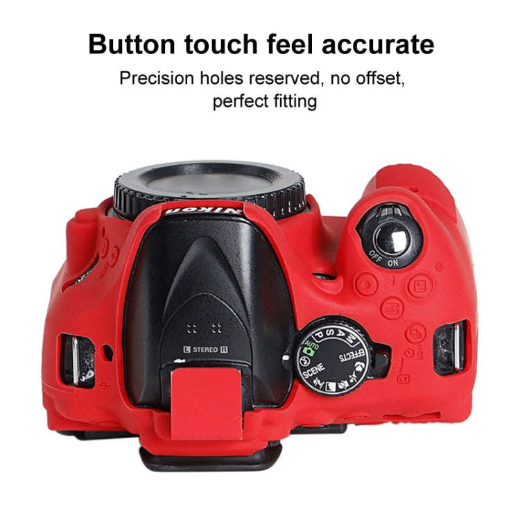 Soft Silicone Protective Case for Nikon D5200 (Red)