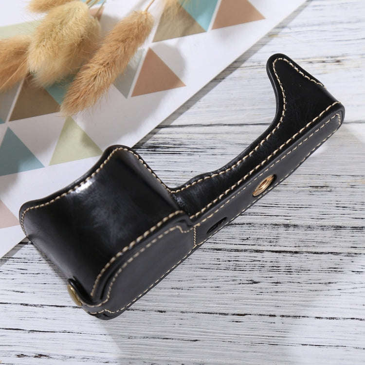 1/4 inch Thread PU Leather Camera Half Case Base for Sony Alpha 6100 / A6100(Black)