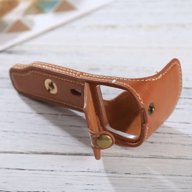1/4 inch Thread PU Leather Camera Half Case Base for Sony Alpha 6100 / A6100(Brown)