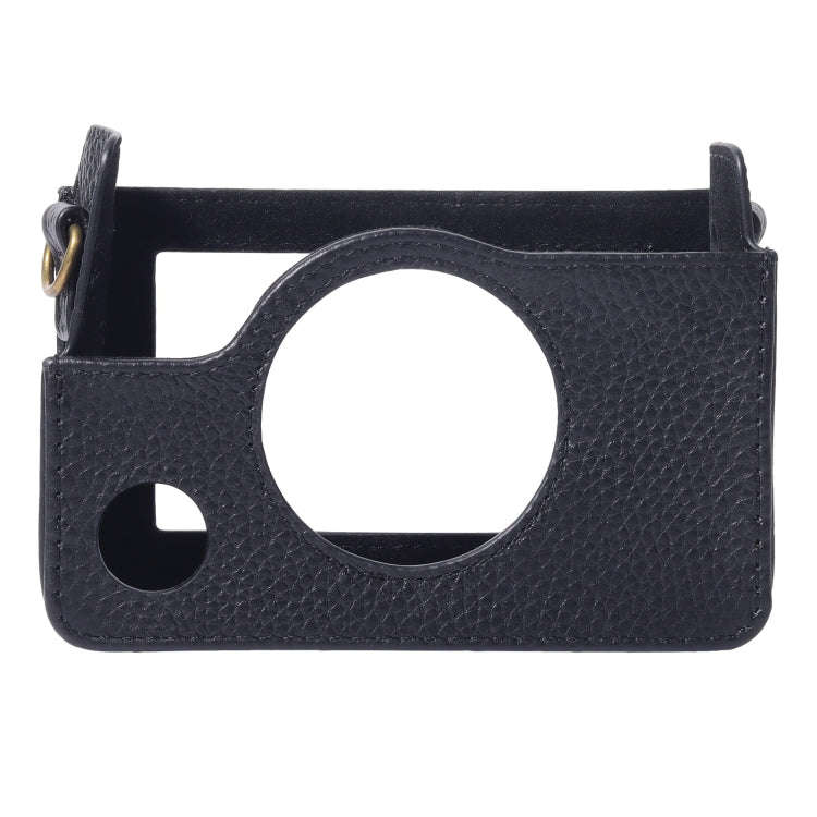 For FUJIFILM instax mini Evo Full Body Camera Genuine Leather Case Bag with Strap(Black)