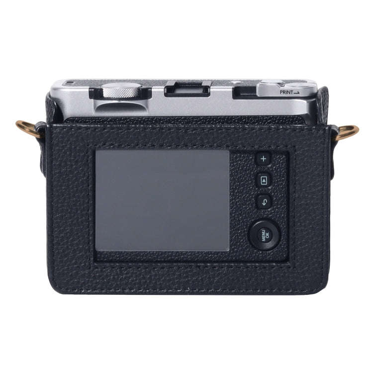 For FUJIFILM instax mini Evo Full Body Camera Genuine Leather Case Bag with Strap(Black)