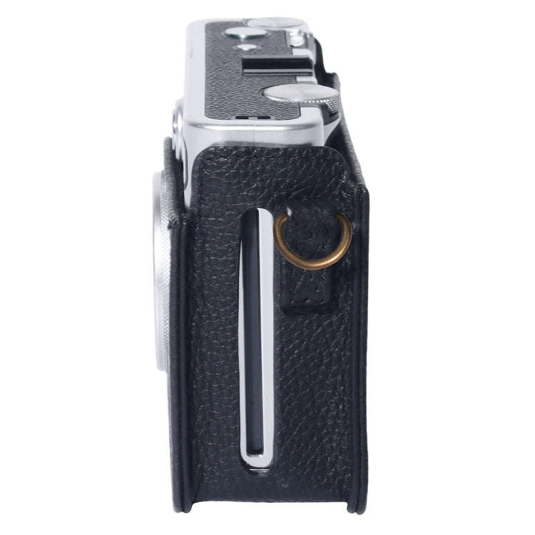 For FUJIFILM instax mini Evo Full Body Camera Genuine Leather Case Bag with Strap(Black)