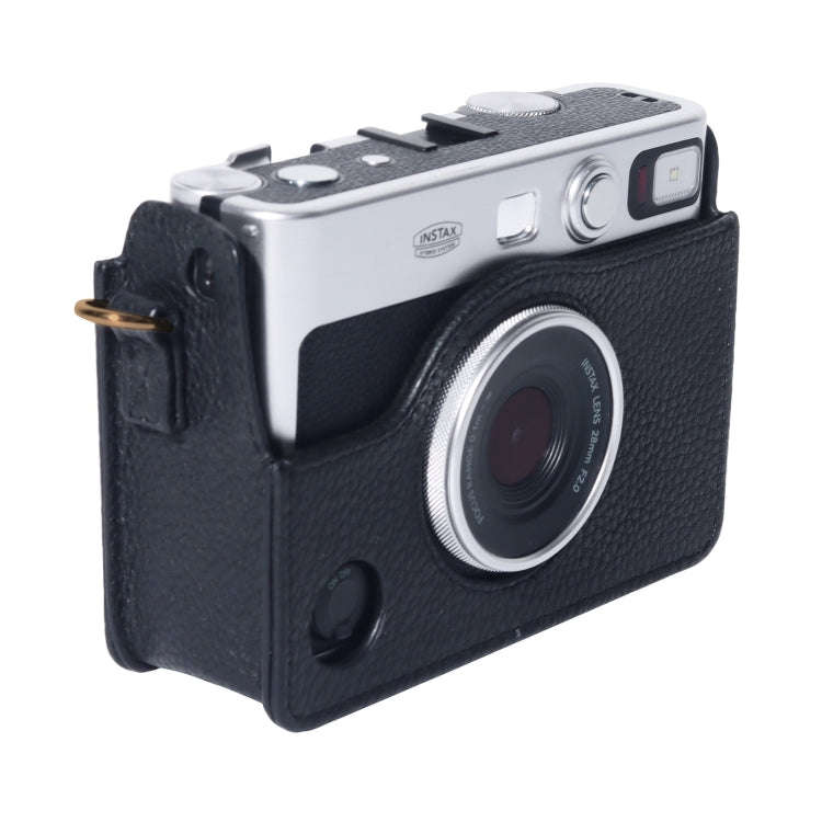 For FUJIFILM instax mini Evo Full Body Camera Genuine Leather Case Bag with Strap(Black)
