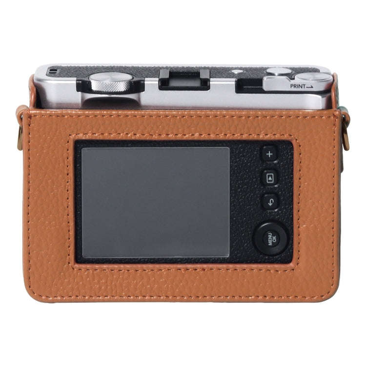 For FUJIFILM instax mini Evo Full Body Camera Genuine Leather Case Bag with Strap(Brown)