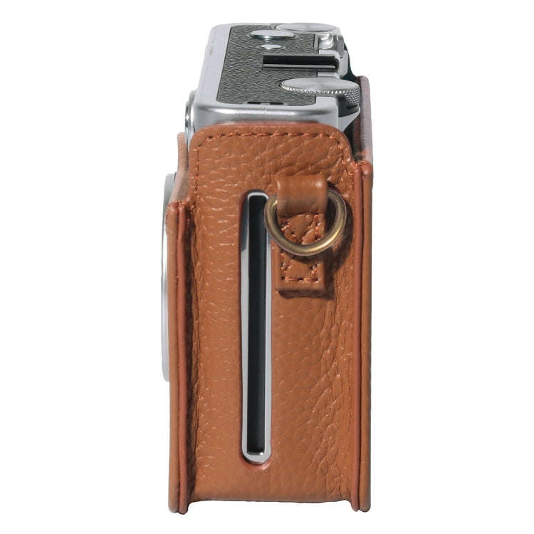 For FUJIFILM instax mini Evo Full Body Camera Genuine Leather Case Bag with Strap(Brown)