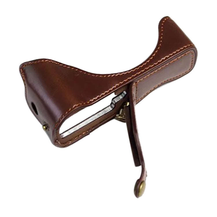1/4 inch Thread PU Leather Camera Half Case Base for Canon G7 X Mark III / G7 X3 (Coffee)