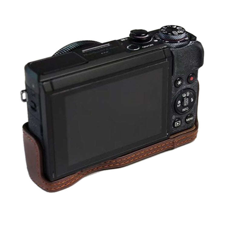 1/4 inch Thread PU Leather Camera Half Case Base for Canon G7 X Mark III / G7 X3 (Black)