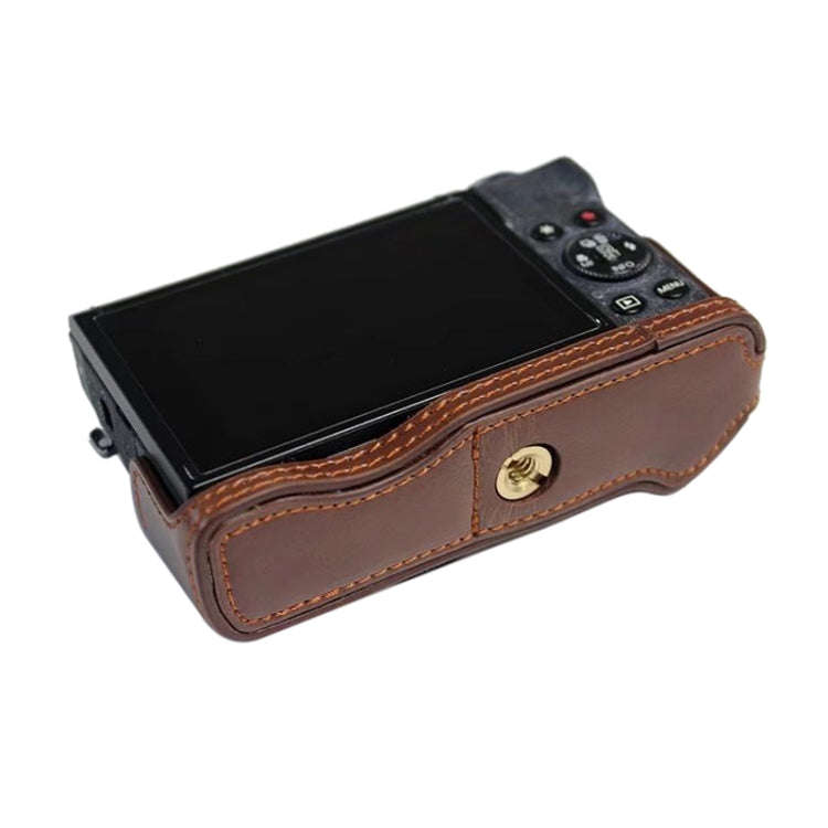 1/4 inch Thread PU Leather Camera Half Case Base for Canon G7 X Mark III / G7 X3 (Coffee)