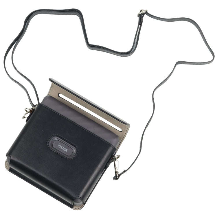 For FUJIFILM instax Link WIDE Full Body PU Leather Case Bag with Strap(Black)