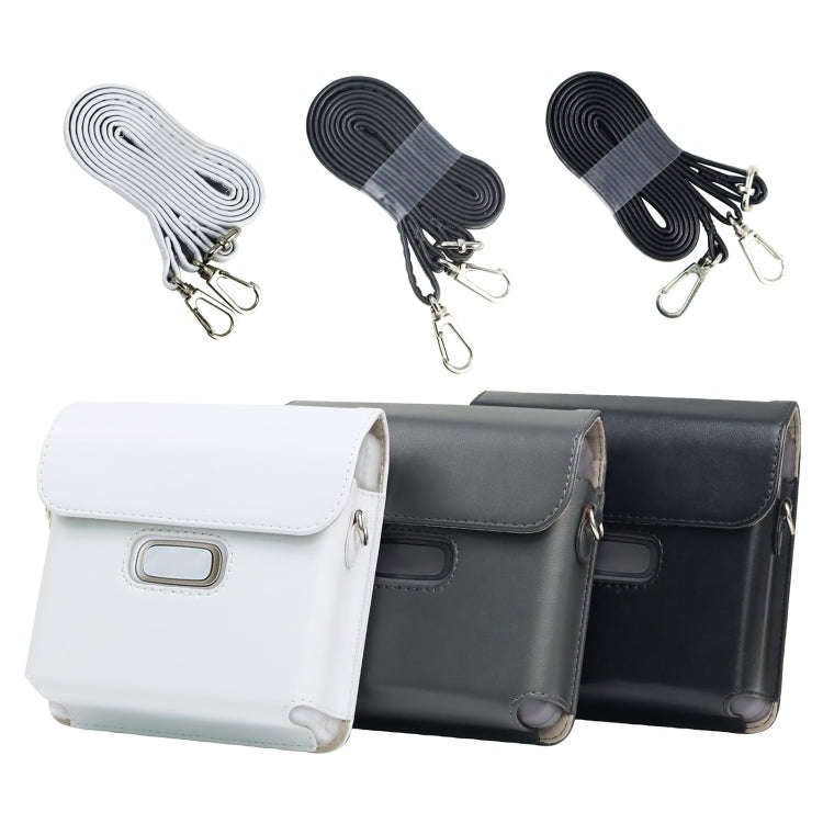 For FUJIFILM instax Link WIDE Full Body PU Leather Case Bag with Strap(Black)