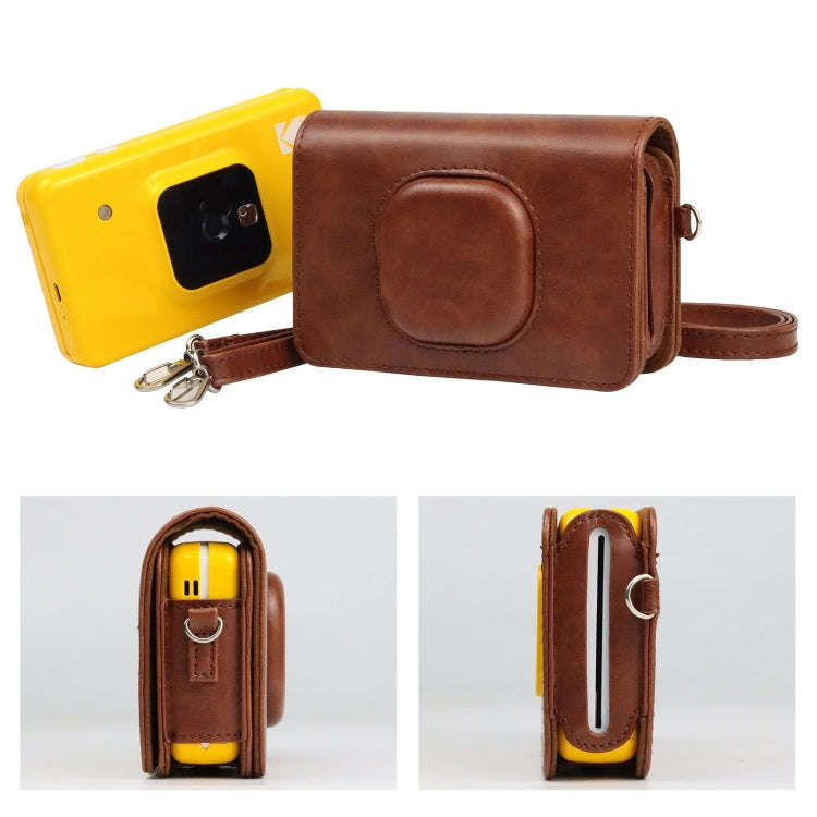 For Kodak Mini Shot2 C210 instax Full Body Camera PU Leather Case Bag with Strap(Brown)