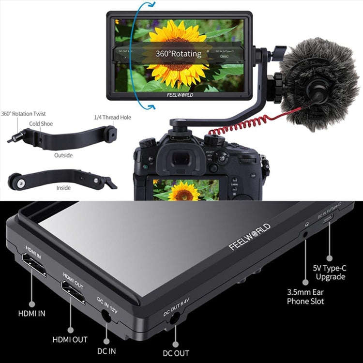 FEELWORLD FW568 V3 6 inch 3D LUT DSLR Camera Field Monitor, IPS Full HD 1920 x 1152,  Support HDM...