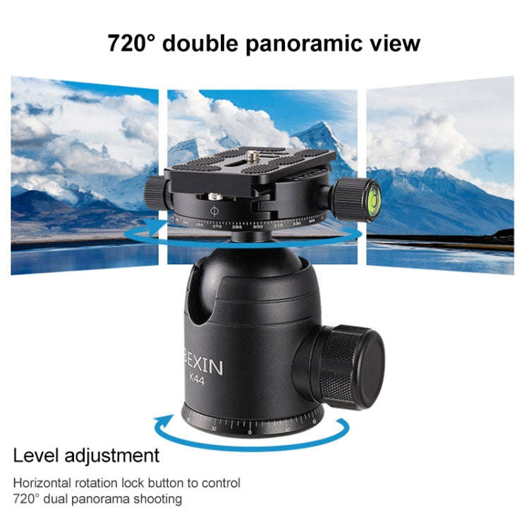 BEXIN RC294 Portable Collapsible Carbon Fiber Camera Tripod with K44 Panoramic Ball Head