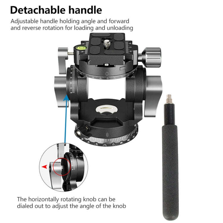 BEXIN DT-03R/S 720 Degree Panorama Heavy Duty Tripod Action Fluid Drag Head with Quick Release Plate