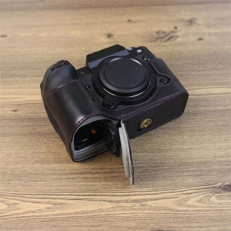 For Fujifilm XH2S 1/4 inch Thread PU Leather Camera Half Case Base (Brown)