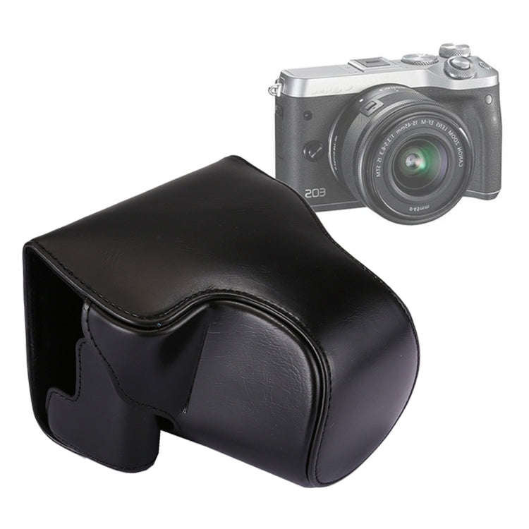 Full Body Camera PU Leather Case Bag with Strap for Canon EOS M6 (Black)