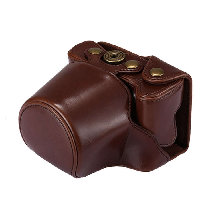 Full Body Camera PU Leather Case Bag with Strap for Canon EOS M6 (Coffee)