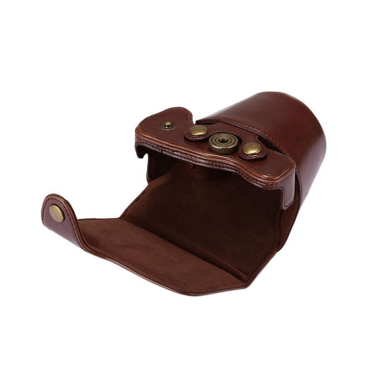 Full Body Camera PU Leather Case Bag with Strap for Canon EOS M6 (Coffee)