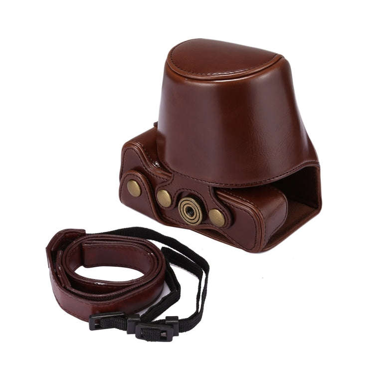 Full Body Camera PU Leather Case Bag with Strap for Canon EOS M6 (Coffee)