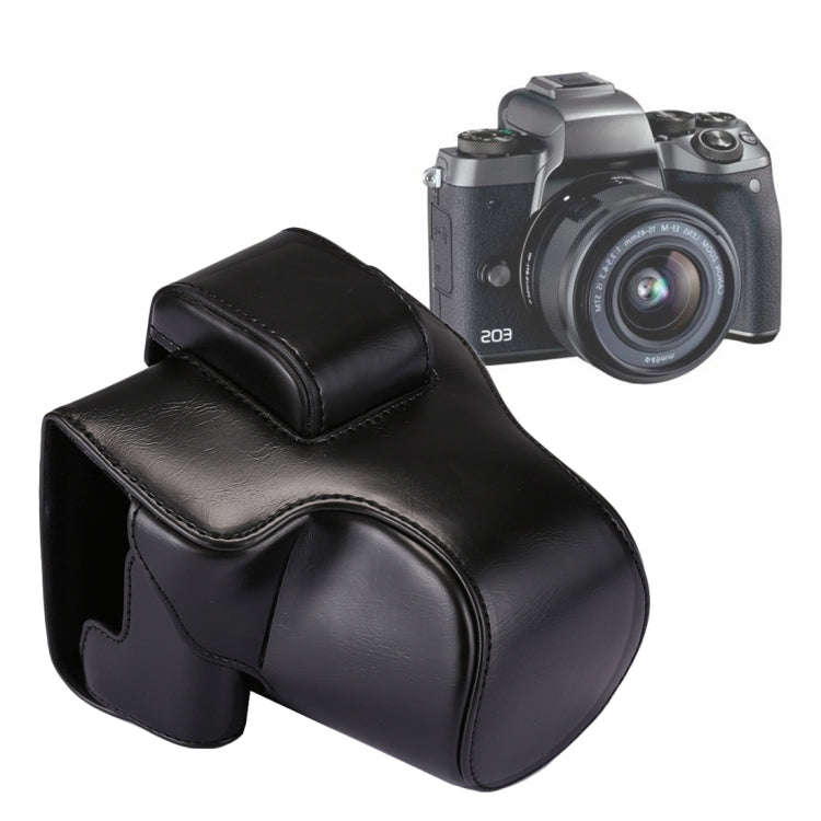 Full Body Camera PU Leather Case Bag with Strap for Canon EOS M5 (Black)