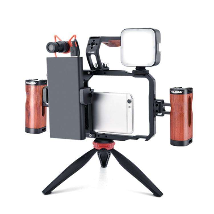 YELANGU LW101 Vlogging Live Broadcast LED Selfie Light Mic Smartphone Video Rig Handles Stabilize...
